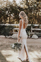 NumberSea Mermaid/Trumpet Attractive Floor-length V-neck Lace Wedding Dress,MW439