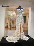 NumberSea Modest Women Sweetheart Lace Mermaid Wedding Gowns Buttons Illusion Back 2025 Robe Sexy Boho Bridal Dresses