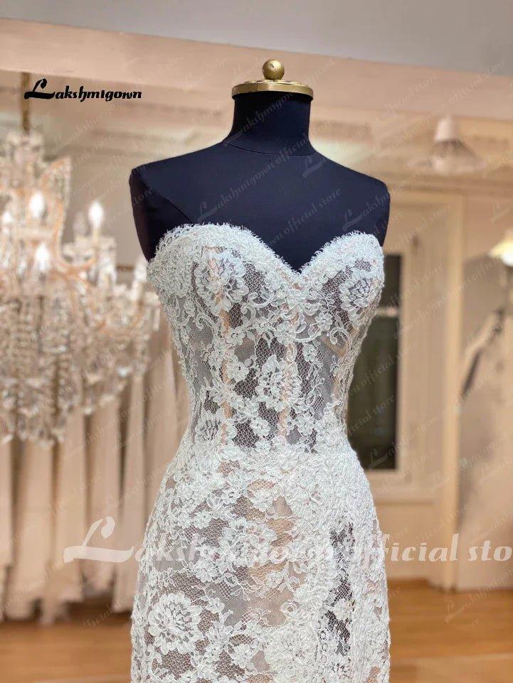 NumberSea Modest Women Sweetheart Lace Mermaid Wedding Gowns Buttons Illusion Back 2025 Robe Sexy Boho Bridal Dresses