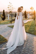 NumberSea New Arrival Lace Beaded Cap Sleeves Wedding Dresses, Bridal Gown, MW596