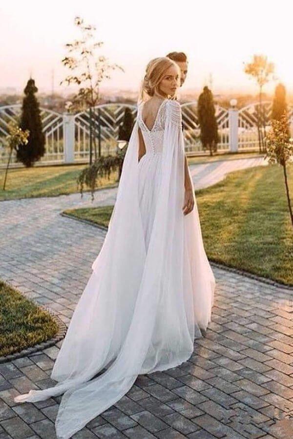 NumberSea New Arrival Lace Beaded Cap Sleeves Wedding Dresses, Bridal Gown, MW596