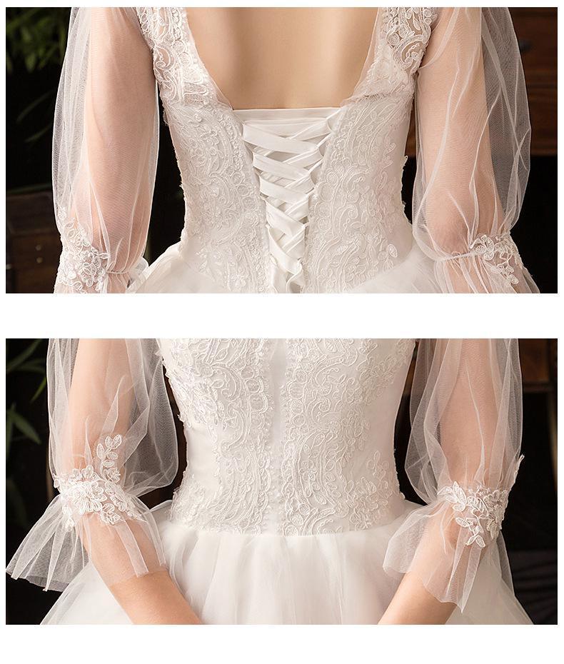 NumberSea New High Neck Three Quarter Sleeve Wedding Dress Sexy Illusion Lace Applique Plus Size Vintage Bridal Gown Robe De Mariee L