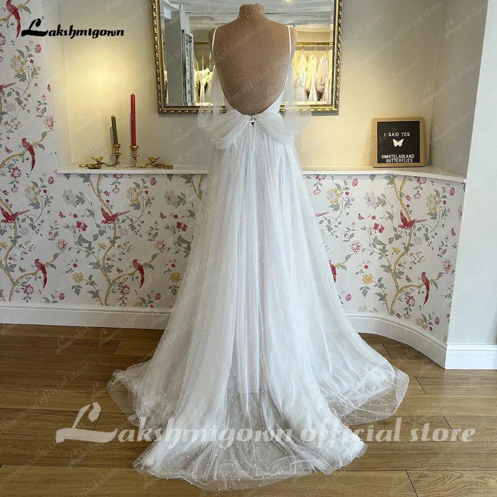 NumberSea NumberSea A Line Tulle Beach Wedding Dresses Robe de marie Spaghetti Straps 2024 Vestidos Long Boho Bridal Gowns