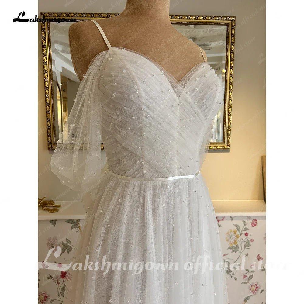NumberSea NumberSea A Line Tulle Beach Wedding Dresses Robe de marie Spaghetti Straps 2024 Vestidos Long Boho Bridal Gowns