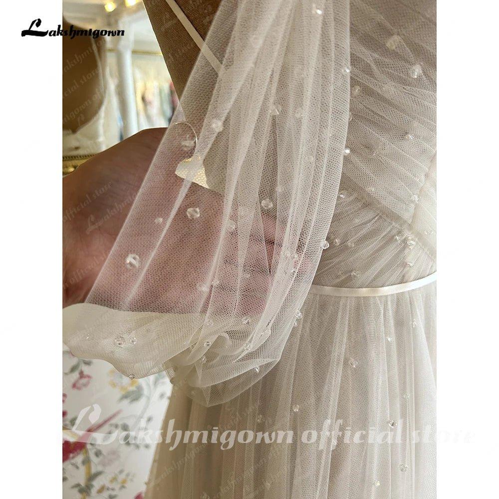 NumberSea NumberSea A Line Tulle Beach Wedding Dresses Robe de marie Spaghetti Straps 2024 Vestidos Long Boho Bridal Gowns