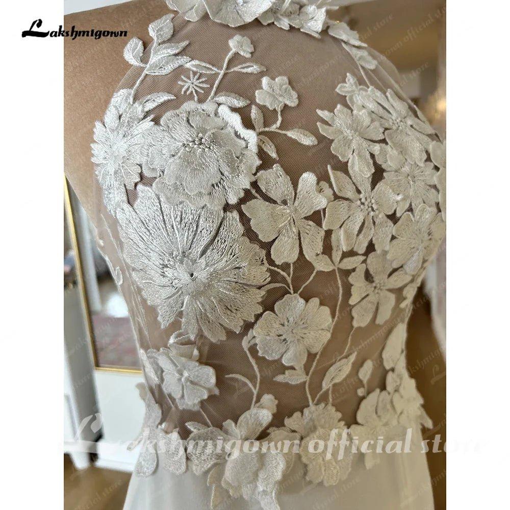 NumberSea NumberSea Applique Halter Wedding Dress Sleeveless Strapless Leg Split Open Back Bride Gown Vestidos De Novia Custom Made