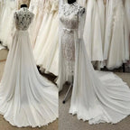 NumberSea NumberSea Beach Wedding Dresses with Detachable Train Chiffon Skirt Train Bridal Wedding Overskirt Bride Skirt Train