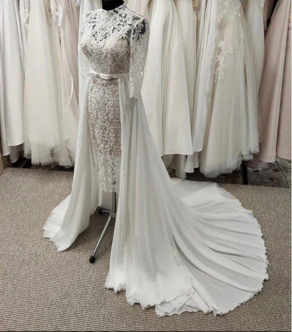 NumberSea NumberSea Beach Wedding Dresses with Detachable Train Chiffon Skirt Train Bridal Wedding Overskirt Bride Skirt Train