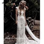NumberSea NumberSea Boho Lace Behemian Mermaid Wedding Dress Robe Civil Country Bridal Gowns Sexy Backless Lace robe mariage femme