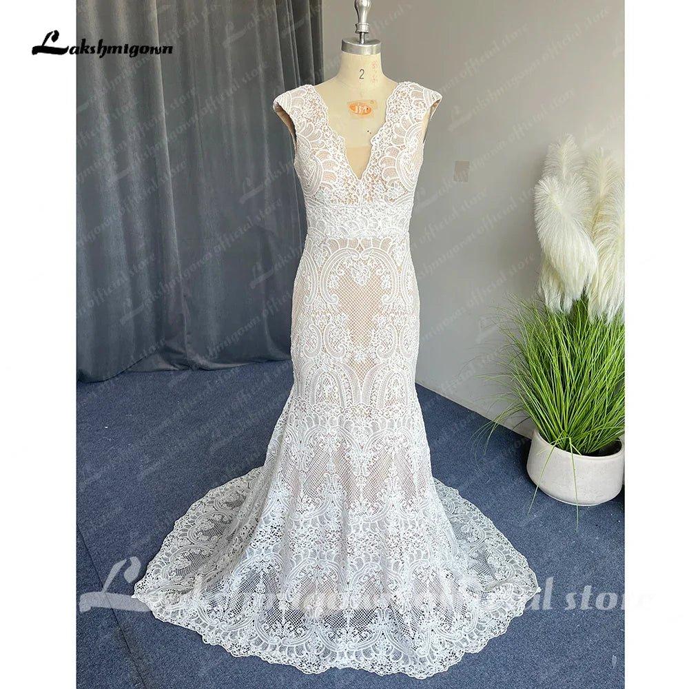 NumberSea NumberSea Boho Lace Behemian Mermaid Wedding Dress Robe Civil Country Bridal Gowns Sexy Backless Lace robe mariage femme
