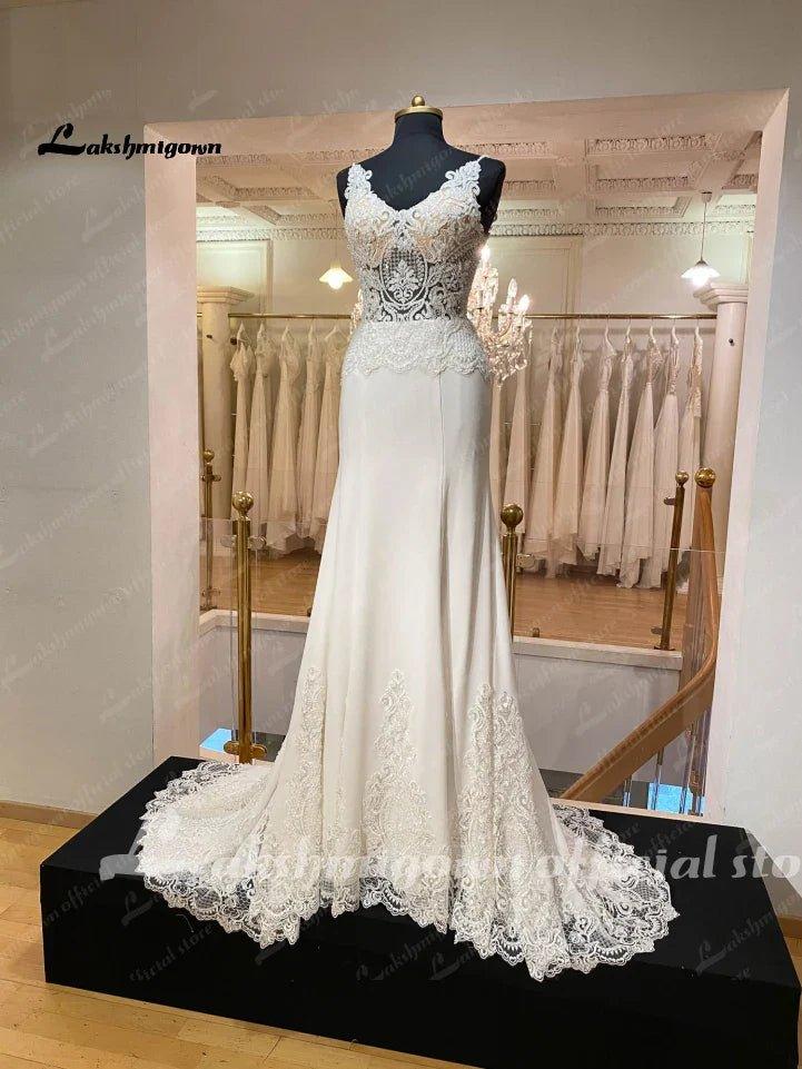 NumberSea NumberSea Bridal Lace Mermaid Wedding Dresses Off Shoulder Vestidos Novia Crepe Boho Wedding Gowns 2025 New Designer