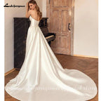 NumberSea NumberSea Ivory A Line Court Train Boho Wedding Dresses For Women 2025 Bridal Party Evening Gown Robe de mariee