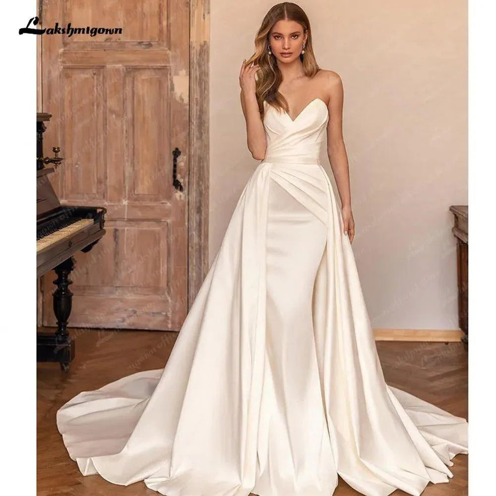 NumberSea NumberSea Ivory A Line Court Train Boho Wedding Dresses For Women 2025 Bridal Party Evening Gown Robe de mariee