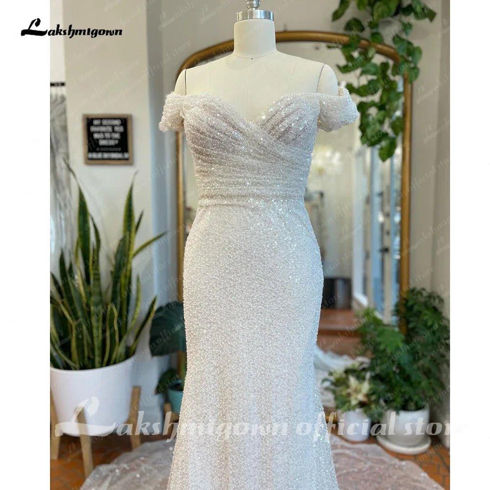 NumberSea NumberSea Luxury Mermaid Wedding Dresses Boat Neck Off the Shoulder Vestido Novias Beach Bridal Receipt Dinner Party Gowns