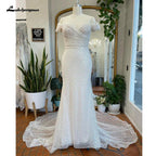 NumberSea NumberSea Luxury Mermaid Wedding Dresses Boat Neck Off the Shoulder Vestido Novias Beach Bridal Receipt Dinner Party Gowns