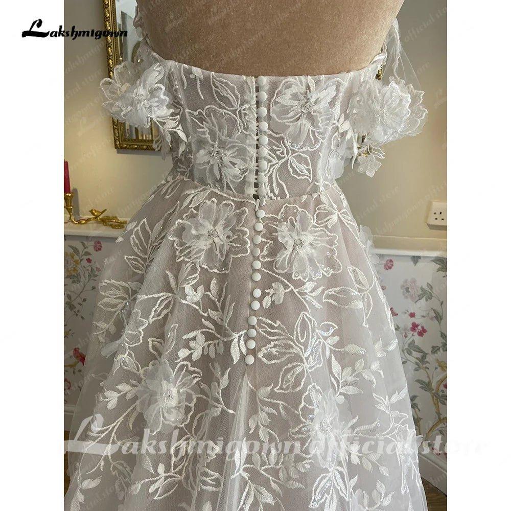 NumberSea NumberSea Off Shoulder A Line Wedding Dresses For Women 2024 Lace Floral Bridal Gown Backless Summer Boho Robe De Mariee