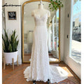 NumberSea NumberSea Spaghetti Straps Lace Bobo Mermaid Wedding Dress with V Neck 2024 Modest Robe Mariage Femme Bohemian Bridal Gown