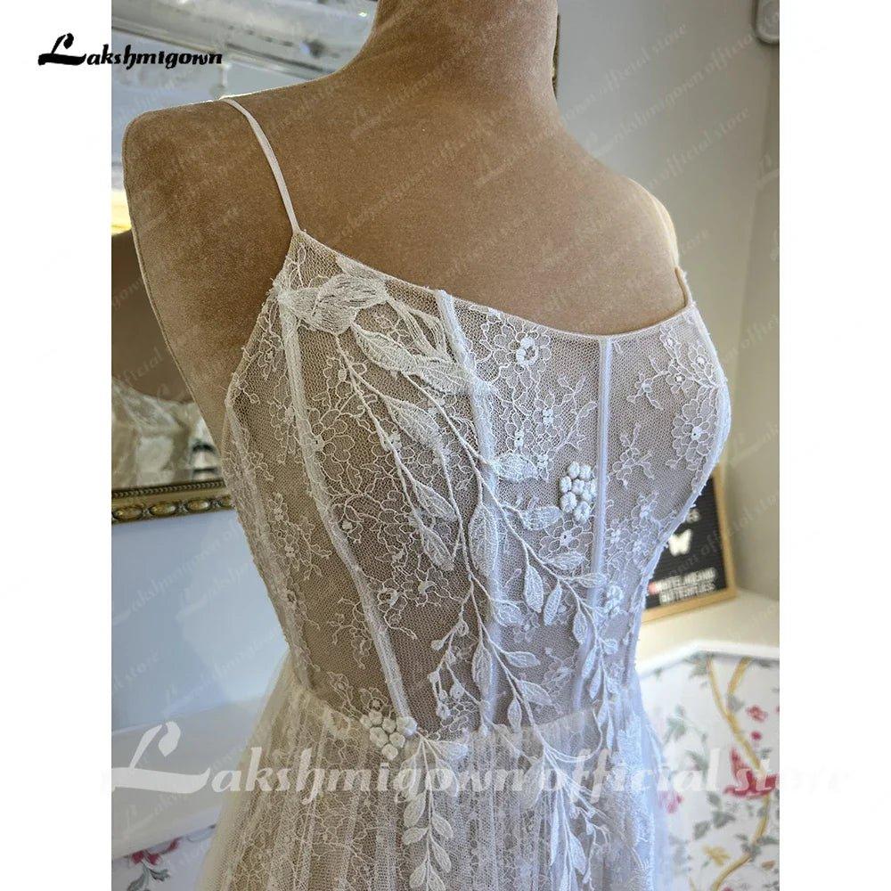 NumberSea NumberSea Split Side Lace Boho Women Wedding Dress for Bride 2024 Spaghetti Straps Wedding Gown batas de novia para