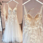 NumberSea NumberSea Unlined Bodice FLowy A Line Tulle Wedding Dress With V Neck Bridal Gown Beach Bridal Gown trouwjurk Robe de mariee