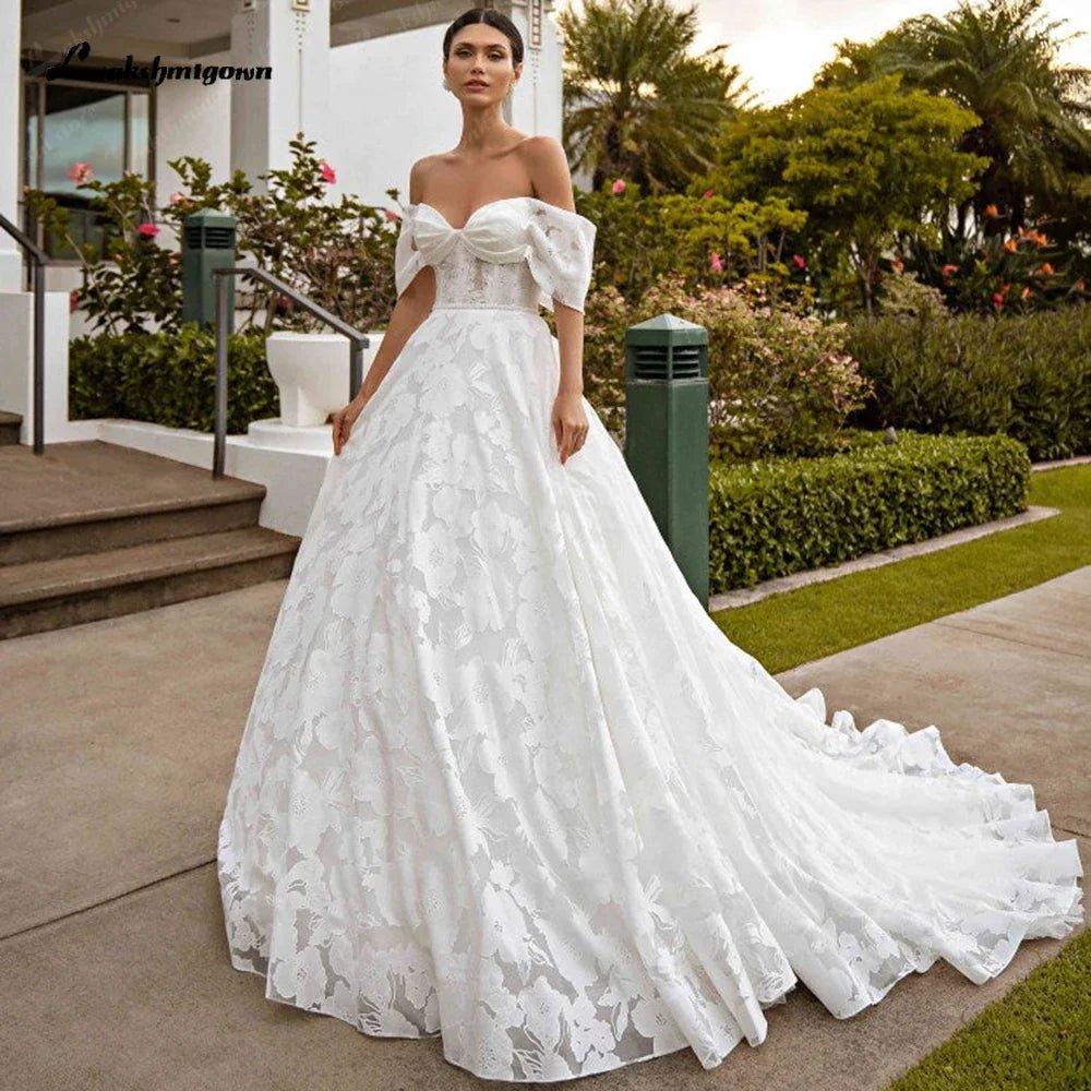 NumberSea NumberSea Vintage Lace Bridal Boho Wedding Gowns Sweetheart A Line Wedding Dress Off The Shoulder Robe boheme abito sposa