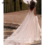 NumberSea NumberSea Women A Line Lace Wedding Dresses 2024 with Cape Robes Femmes Chic Bridal Boho Beach Wedding Gowns Spaghetti Straps