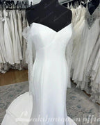 NumberSea Off the Shoulder Long Sleeves Crepe Wedding Gowns 2025 Robe Bohemen Boho Bridal Dress trouwjurk Robe de mariee