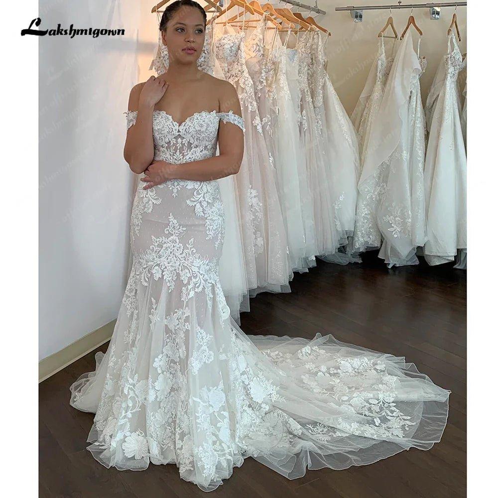 NumberSea Off the Shoulder Mermaid Lace Wedding Dresses Boho Style Vestidos De Novia 2025 Nuevos Sexy Bridal Gowns