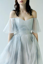 NumberSea Off the Shoulder Ombre Beach Wedding Dresses, MW284