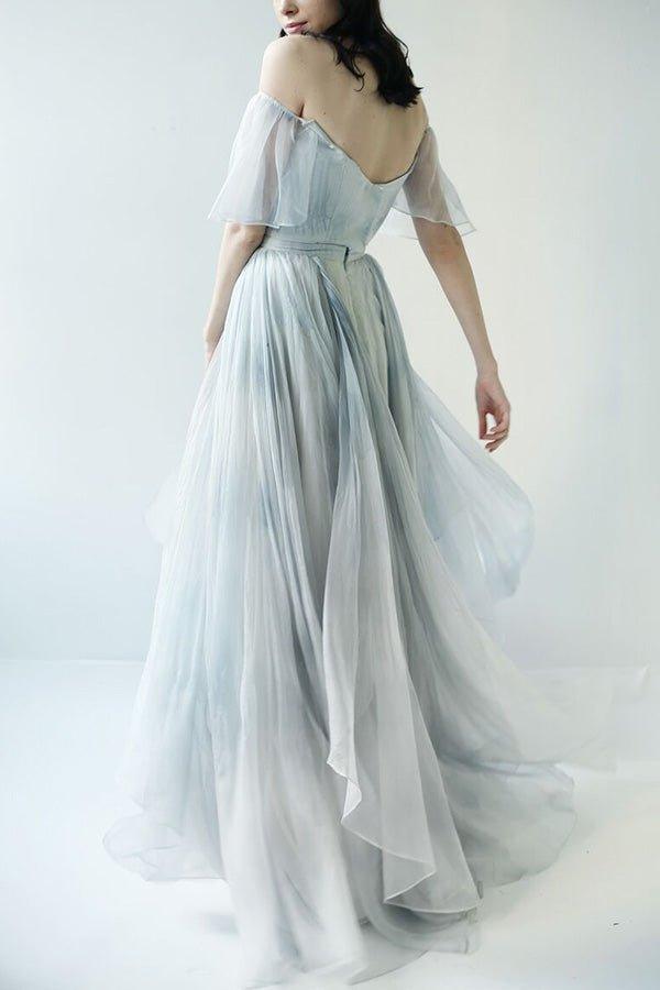 NumberSea Off the Shoulder Ombre Beach Wedding Dresses, MW284