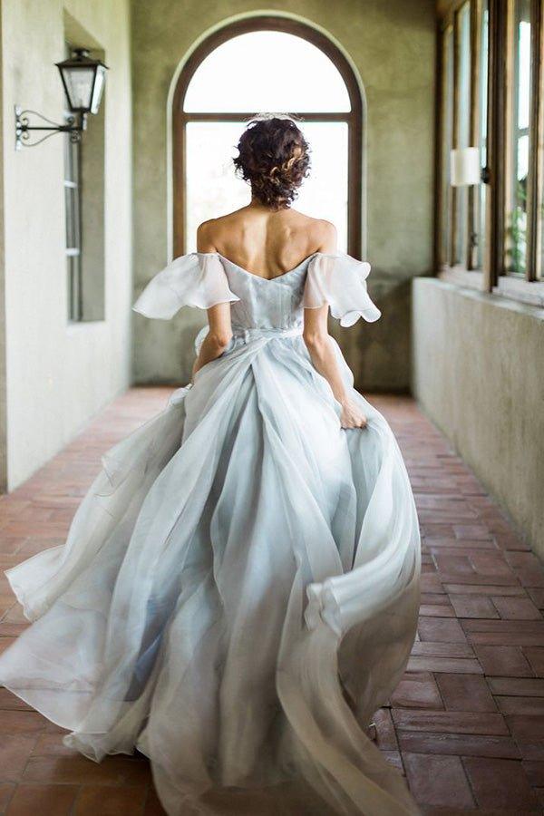 NumberSea Off the Shoulder Ombre Beach Wedding Dresses, MW284