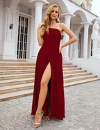 Numbersea One Shoulder Chiffon Bridesmaid Dresses Long Formal Homecoming Prom Gowns for Women Party Wedding Evening SEA28052