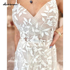 NumberSea Plunging Lace Appliques Open Back Wedding Dress V Neck Spaghetti Straps 2025 Bride Wedding Dress robe de soirée