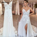 NumberSea Plunging Lace Appliques Open Back Wedding Dress V Neck Spaghetti Straps 2025 Bride Wedding Dress robe de soirée