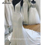 NumberSea Plunging V Neck Mermaid Wedding Gowns 2025 Robes Sexy Bridal Boho Beach Wedding Dress Backless