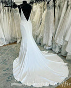 NumberSea Plunging V Neck Mermaid Wedding Gowns 2025 Robes Sexy Bridal Boho Beach Wedding Dress Backless