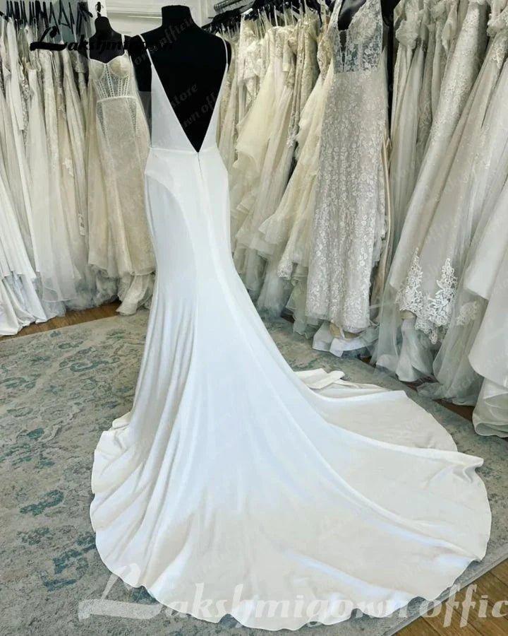 NumberSea Plunging V Neck Mermaid Wedding Gowns 2025 Robes Sexy Bridal Boho Beach Wedding Dress Backless