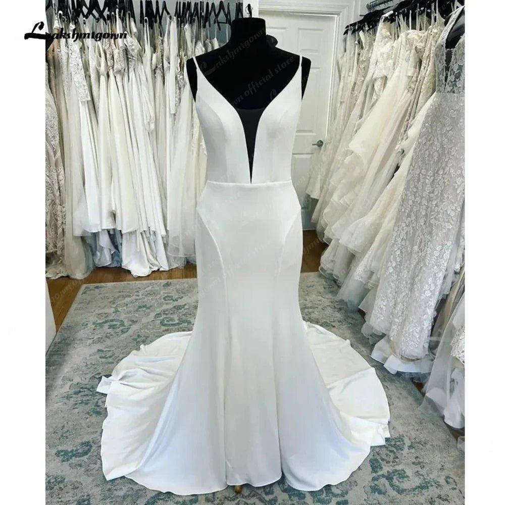 NumberSea Plunging V Neck Mermaid Wedding Gowns 2025 Robes Sexy Bridal Boho Beach Wedding Dress Backless