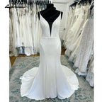 NumberSea Plunging V Neck Mermaid Wedding Gowns 2025 Robes Sexy Bridal Boho Beach Wedding Dress Backless