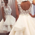 NumberSea Pretty Organza Ruffles Wedding Dress Short Vintage Lace Flowers