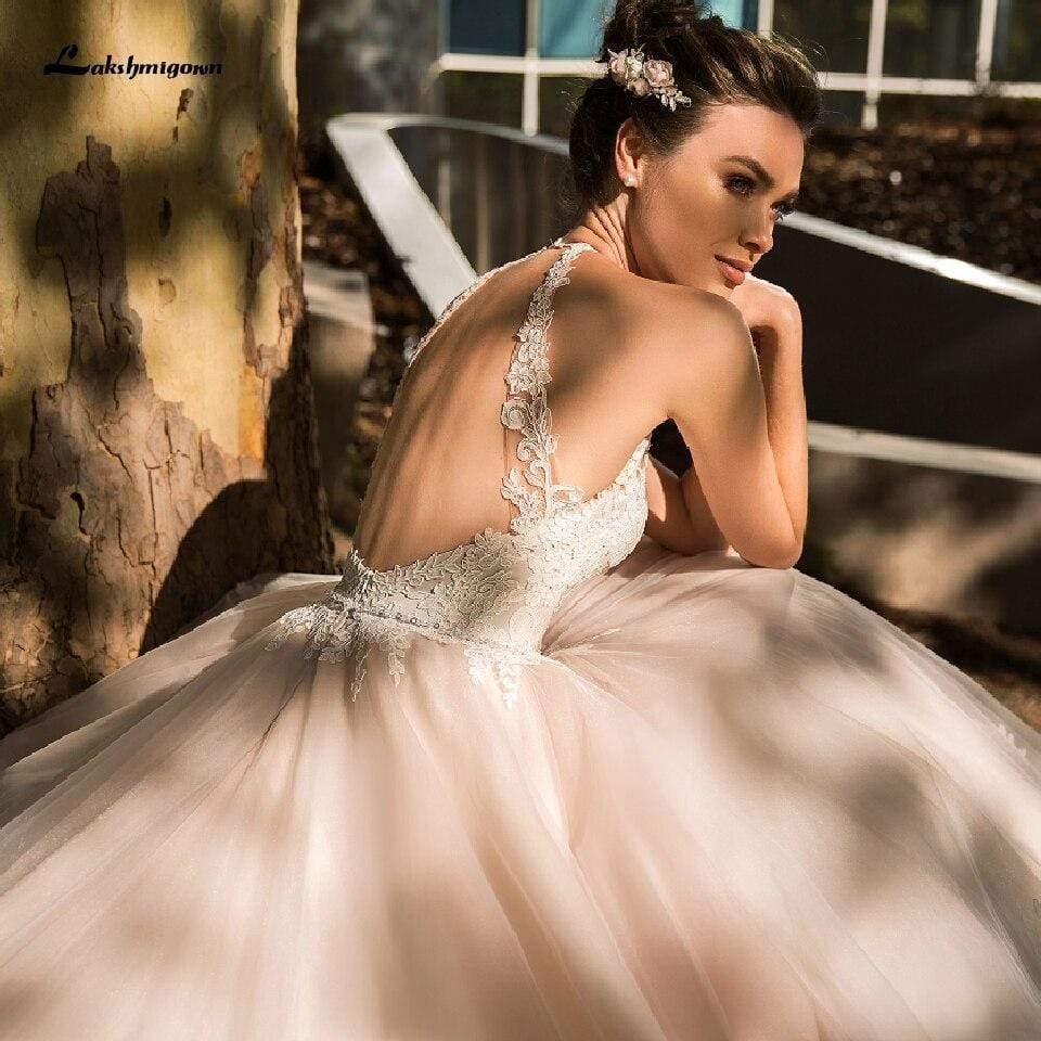 NumberSea Princess Blush Pink Tulle Wedding Dress