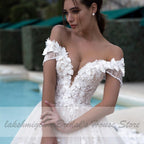 NumberSea Princess Bridal Gown Vintage Lace Wedding Dresses Off the Shoulder