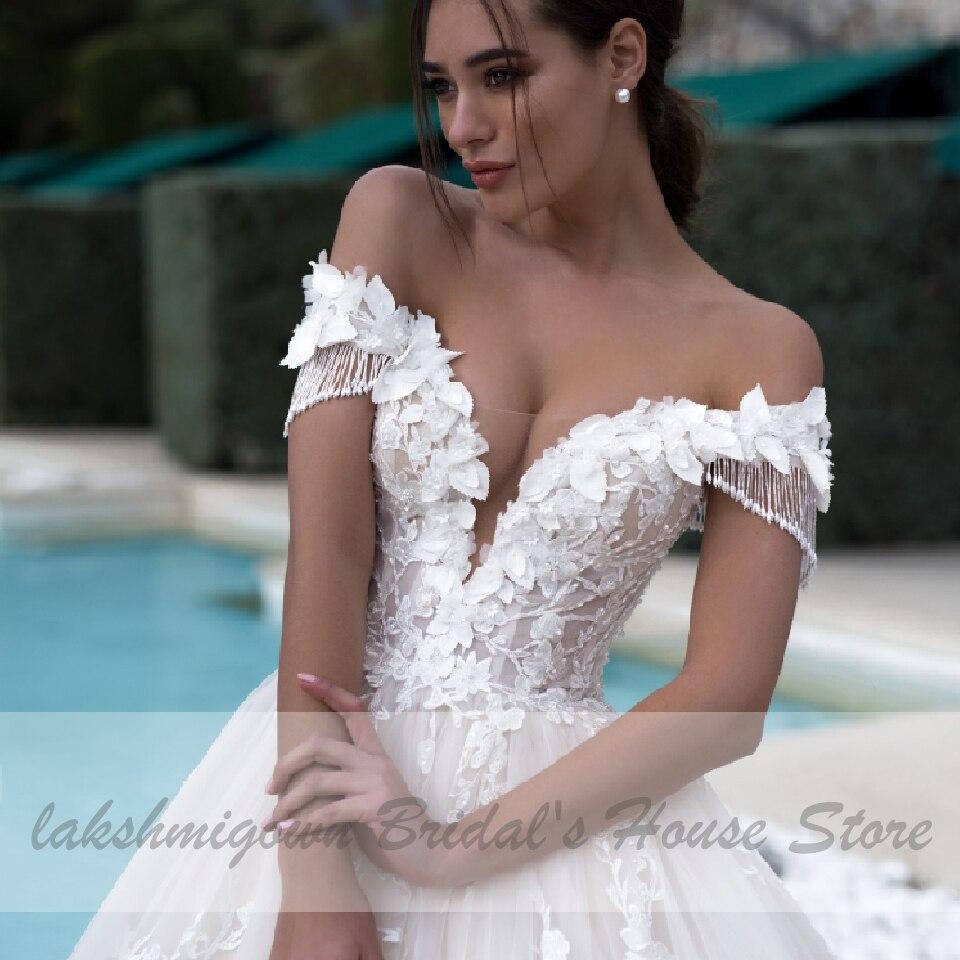 NumberSea Princess Bridal Gown Vintage Lace Wedding Dresses Off the Shoulder