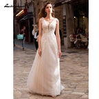 NumberSea Princess champagne Wedding Dress Lace Up Back Beaded