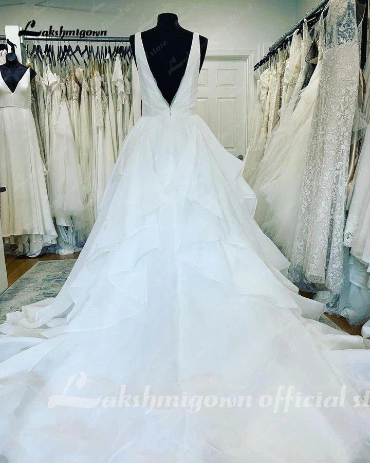 NumberSea Princess Wedding Dresses V Neck Pleat Ruffled A-Line Custom Made Bride Gowns Floor Length vestido de noiva