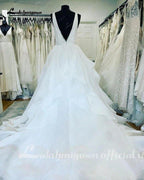 NumberSea Princess Wedding Dresses V Neck Pleat Ruffled A-Line Custom Made Bride Gowns Floor Length vestido de noiva