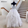 NumberSea Puffy Tulle Wedding Dress Vestidos Civil Boho Spaghetti Strap Long Bride Dress Elegant Party Gowns