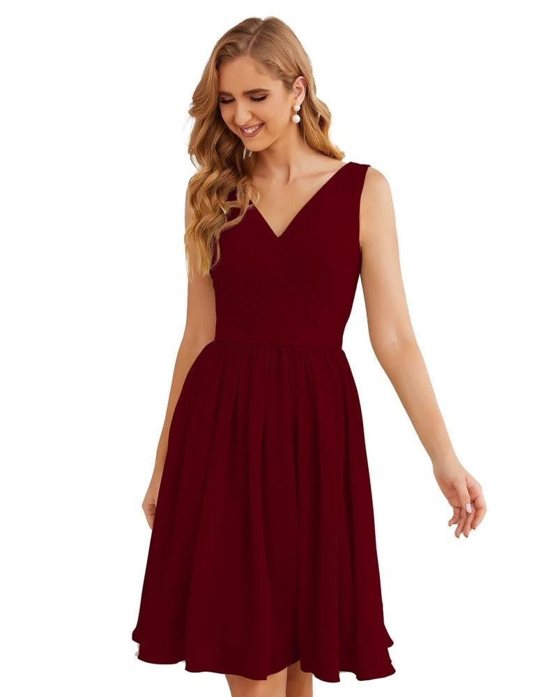 Baoleely V-Neck Bridesmaid Dresses Chiffon Short Knee Length Formal Prom Gowns for Women Party Homecoming  SEA28062