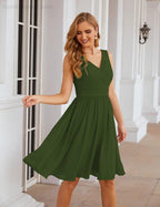 Baoleely V-Neck Bridesmaid Dresses Chiffon Short Knee Length Formal Prom Gowns for Women Party Homecoming  SEA28062
