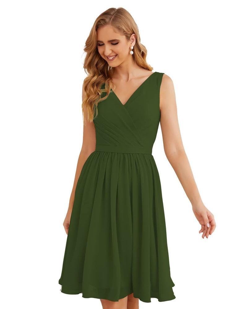 Baoleely V-Neck Bridesmaid Dresses Chiffon Short Knee Length Formal Prom Gowns for Women Party Homecoming  SEA28062