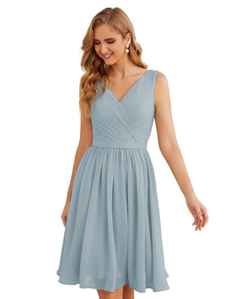 Baoleely V-Neck Bridesmaid Dresses Chiffon Short Knee Length Formal Prom Gowns for Women Party Homecoming  SEA28062